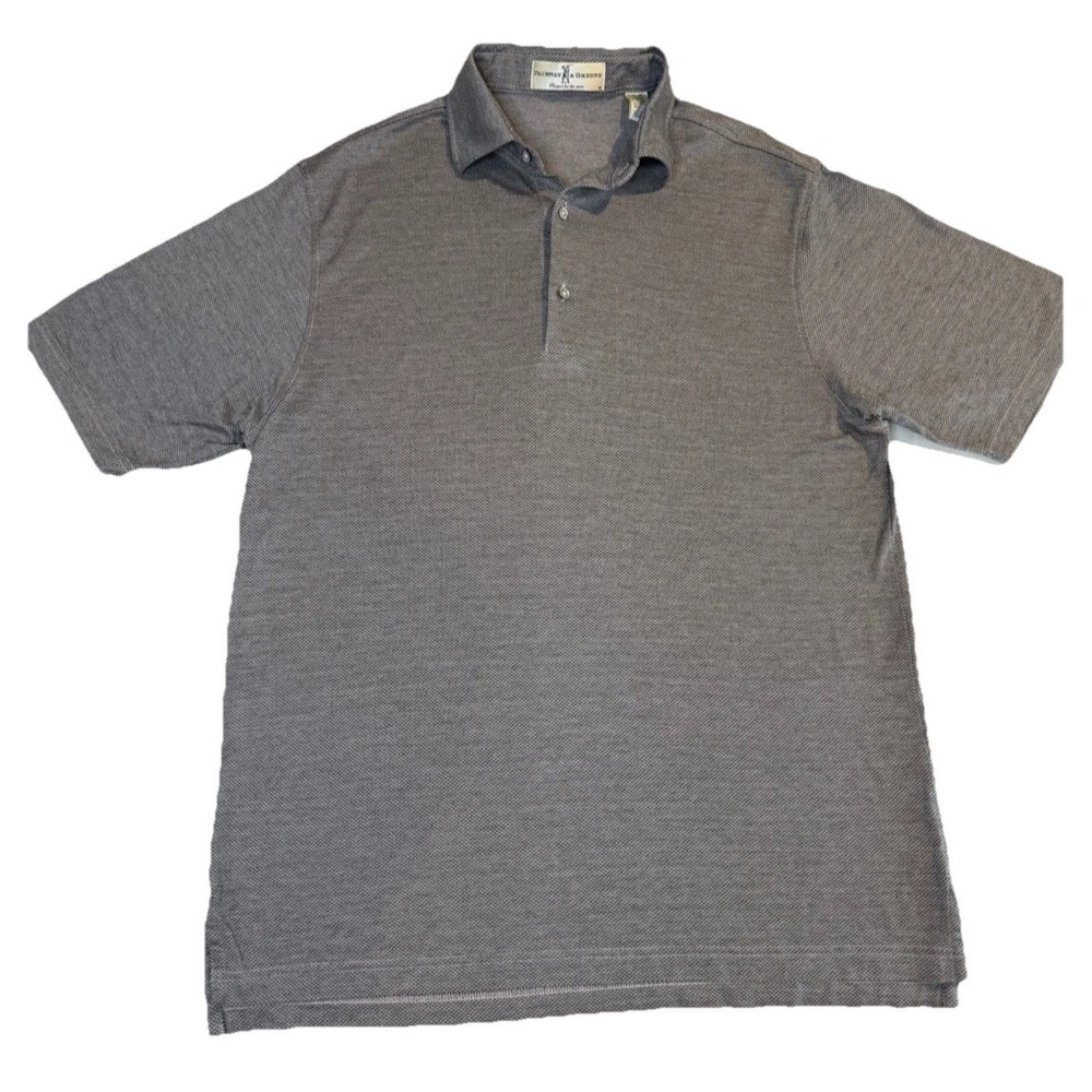 Fairway & Greene Men's Polo Shirt Size M Gray Micro Pattern Golf Cotton